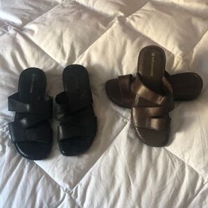 Madewell Black and Brown Slip-On Sandals